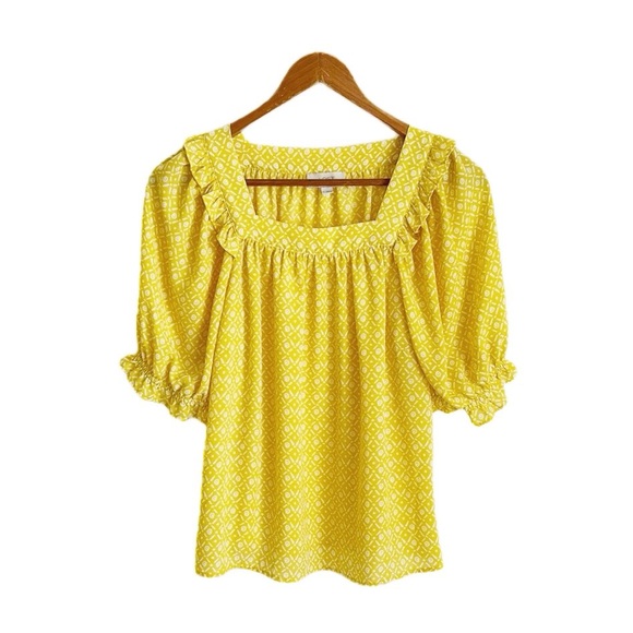 LOFT Outlet Square Neck Puff Sleeve Top - Picture 6 of 13